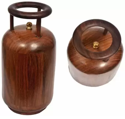 DECORASIA Wooden Handmade Cylinder Shape Money Bank with Lock (Brown, Standard Size) Coin Bank  (Brown)