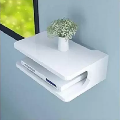 DECORASIA Beautiful Set Top Box Stand for Multi Purpose MDF (Medium Density Fiber) Wall Shelf  (Number of Shelves - 1, White)