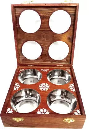 Wooden Dry Fruit Box, Masala Box, Spice Box 1 Piece Spice Set  (Wooden, Glass, Brown)