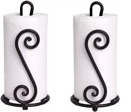 DECORASIA  Wrought Iron S2 Shape Towel Holder &Tissue Paper Stand Kitchen Roll Dispenser (Set of 2)  (Black)