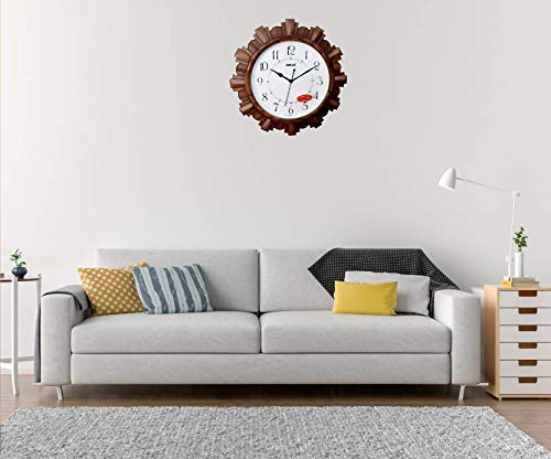 DECORASIA Plastic Vintage Wall Clock (Brown, 32 x 4 x 32 cm)