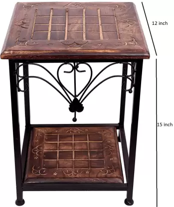 Wood and Wrought Iron Stool for Home and Office Decor | Bedside-Coffee Table | OutDoor | Home Decor Furniture Stool  (Black, Brown, Pre-assembled)