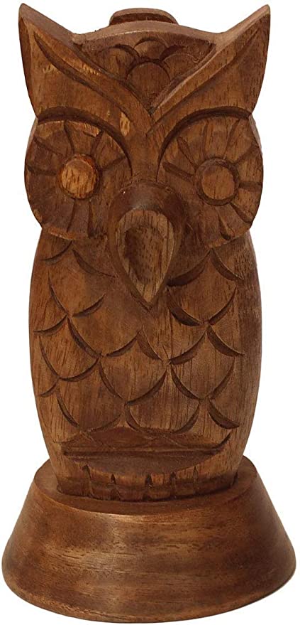 Handmade Wooden Owl Shaped Spectacle Specs Eyeglass Holder Stand ( Brown )