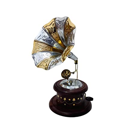 DECORASIA Handcrafted Gramophone showpiece (Wooden , Brass) | Purely Hand Work | Latest & Antique Style Home Decor showpiece for 90's Touch in Modern Home