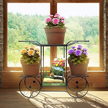 DECORASIA  Planter Stand, Outdoor Flower Rack Flower Pot Display Rack 62x69x22cm