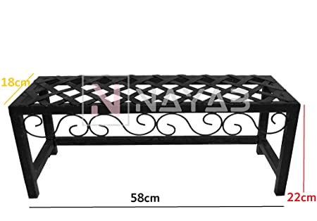 DECORASIA Scroll Rectangular Planter Flower Pot Display Plant Stand Step Style for Balcony, Garden, Indoor Outdoor Corner Shelf Rack (1 Piece (Small))