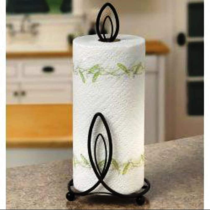 DECORASIA Handmade Iron Stand Foil Paper Holder for Kitchen Napkin Holder for Kitchen and Dining Table Kitchen Tissue Roll Holder | Color-Black | Dimension:- (LxBxH) (5 x 5 x 11) Inches