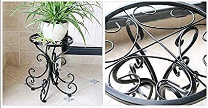 DECORASIA Metal Plant Stand/Flower Pot Holder/Racks Shelves/Patio Indoor Outdoor/Garden Displaying Organizer/Wrought Iron/Flowers Planters Shelf (1 Tier)