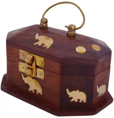 Wooden Elephant printed Vanity Box Makeup and Jwellery Vanity Box  (Multicolor)