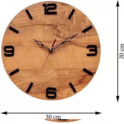 30 cm X 30 cm Wall Clock  (Brown, Without Glass, Standard)