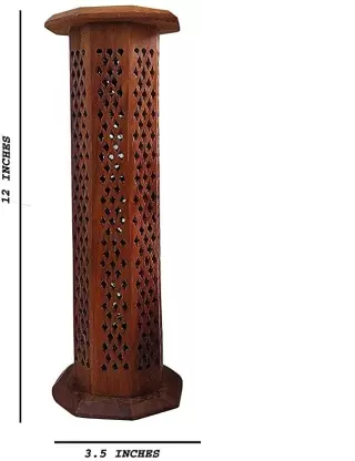 DECORASIA Agarbatti Stand with Ash Catcher & Dhoop Stick Holder.. Wooden Incense Holder  (Brown)