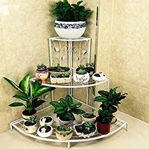 DECORASIA 3 Tier Step Corner Shelf Rack Flower Pots Plant Stand for Garden Balcony Outdoor, (White)