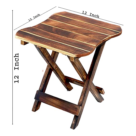 DECORASIA Wooden Foldable Adjustable Side Table/End Table/Coffee Table/Plant Stand/Woode Stool for Multipurpose Use. Square Shape