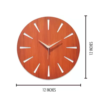 30 cm X 30 cm Wall Clock  (Brown, Without Glass, Standard)