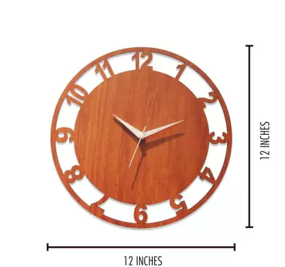 DECORASIA 30 cm X 30 cm Wall Clock  (Brown, Without Glass, Standard)