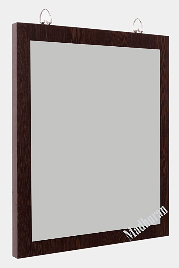 DECORASIA Art Decorative Wooden Finish Glass Rectangular Wall Mount Vanity Mirror with Engineered Wood Frame ( Small Size , Outer Size 12 X14 inch Inner Size 10 X12 inch Wenge )