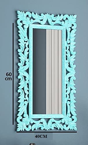 DECORASIA Mirror Frame Shape Square ( Colour) Sky Blue Home Living Room Wall Mirror