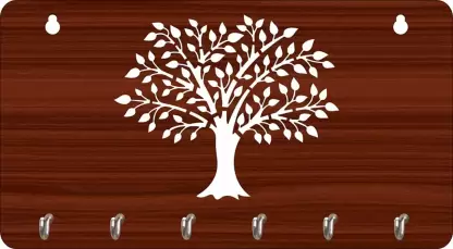 BEAUTIFUL TREE Key Hanger for Gift Items ( 6 HOOK) BROWN COLOR Wood Key Holder  (6 Hooks, Brown)