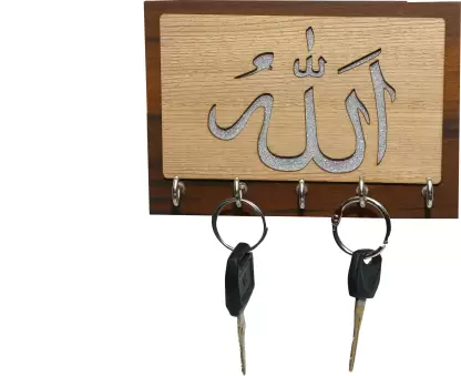 Kitchen Office Bedroom Wall Mount Decorative Keys Organizer Wood Key Holder  (5 Hooks)