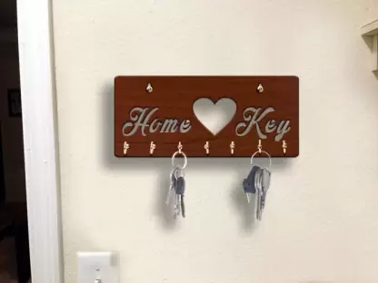 HomeKey-Brown Wood Key Holder  (7 Hooks, Brown)