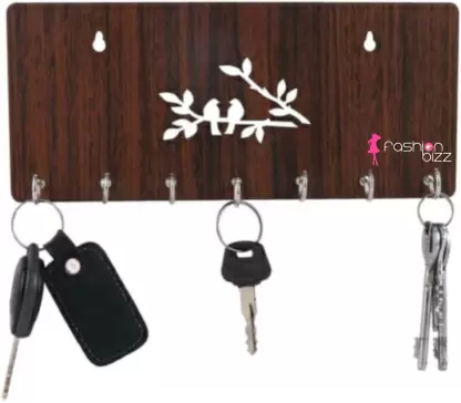 Wooden Key Holder | Key Hanger for Gift Item 7 HOOK Wood Key Holder  (7 Hooks, Brown)