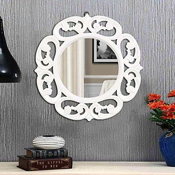 DECORASIA  Decorative and Hand Crafted Wooden Wall Mirror in Duco White Finish-MR-64 - 20” x 20"