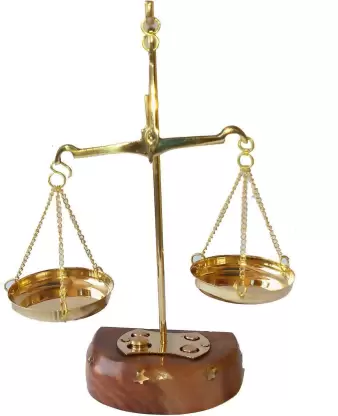 Wooden Base Showpiece with Weighing Capacity of 10gm (6 Inch) Decorative Showpiece - 15 cm  (Brass, Wood, Multicolor)