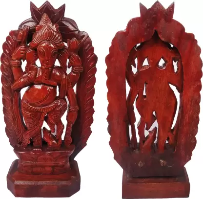 Wooden Handmade Antique Carven Design Ganesh ji Decorative Showpiece - 24.3 cm  (Wood, Brown)