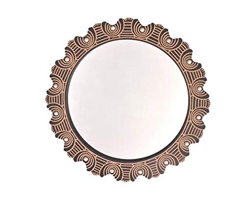 DECORASIA Wooden Antique with Handicraft Work Fancy Design Mirror Frame