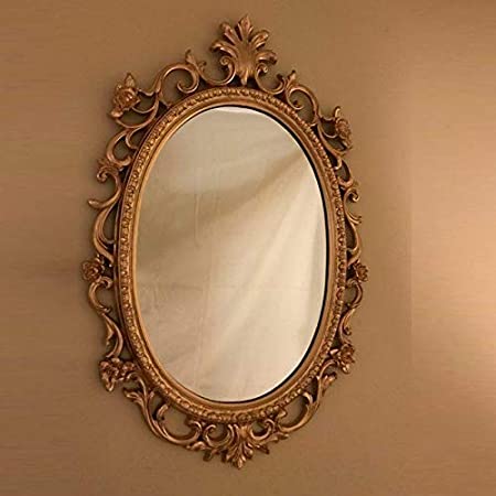 DECORASIA Interior Antique Royal Wooden Oval Shape livingroom Bedroom Bathroom Mirror Frame |36X24 Inch