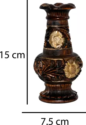 WOODEN ANTIQUE FLOWER BASE POT Decorative Showpiece - 15.5 cm  (Wood, Brown)