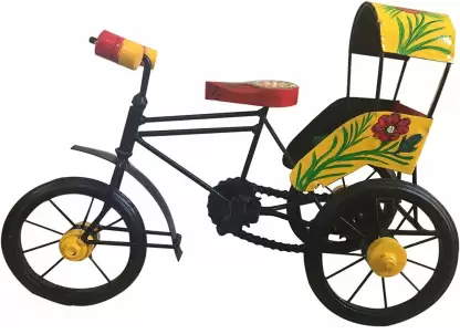 Wooden Multicolor Antique Classic Retro And Wrought Iron Model Miniature Bicycle Figurine/ Cycle/ Rickshaw Showpiece, Table/ Home / Office décor Decorative Showpiece - 22 cm  (Iron, Multicolor)