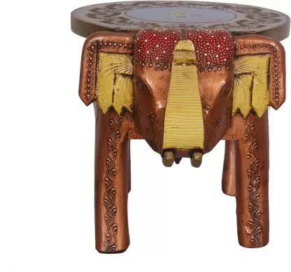 DEC0RASIA Wood Stylish Elephant Table Cum Stool Decorative Showpiece - 39 cm  (Wood, Brown, Gold)