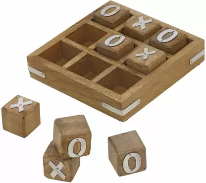 Wooden Noughts and Crosses Tic Tac Toe Pedagogical Board Brain Teaser Games for Kids Strategy & War Games Board Game