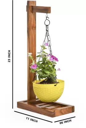 Garden Planter Stand with Hanging Pot (Water Proof and Wooden) Plant Container Set  (Wood)