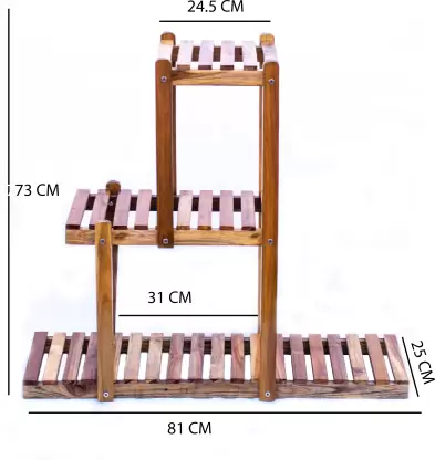 Wood Multipurpose Plant Stand/Pot Stand | Living Room Side Stand/Flower Pot Stand | Vase Stand | Indoor Outdoor Planter Display Shelving (LA01S) Plant Container Set  (Wood)