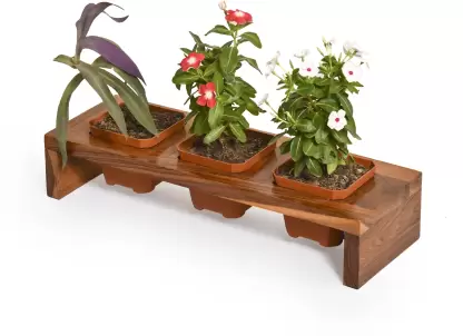 Home Office Indoor Outdoor Garden Wooden 3 Pot Planter Stand Plant Container Set  (Wood)