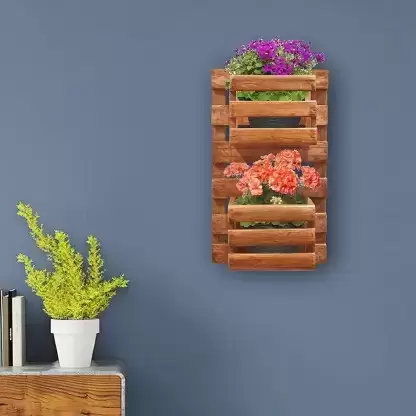 Wooden Rack Wall Mounted For Hanging Plants Plant Container Set  (Wood)