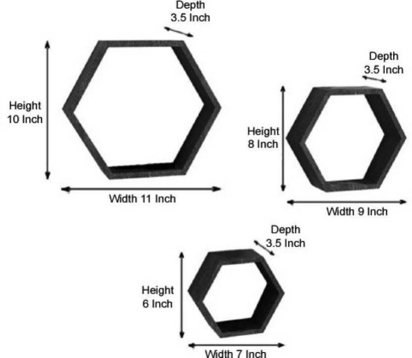 DECORASIA Hexagon Shape Wooden Wall Shelf