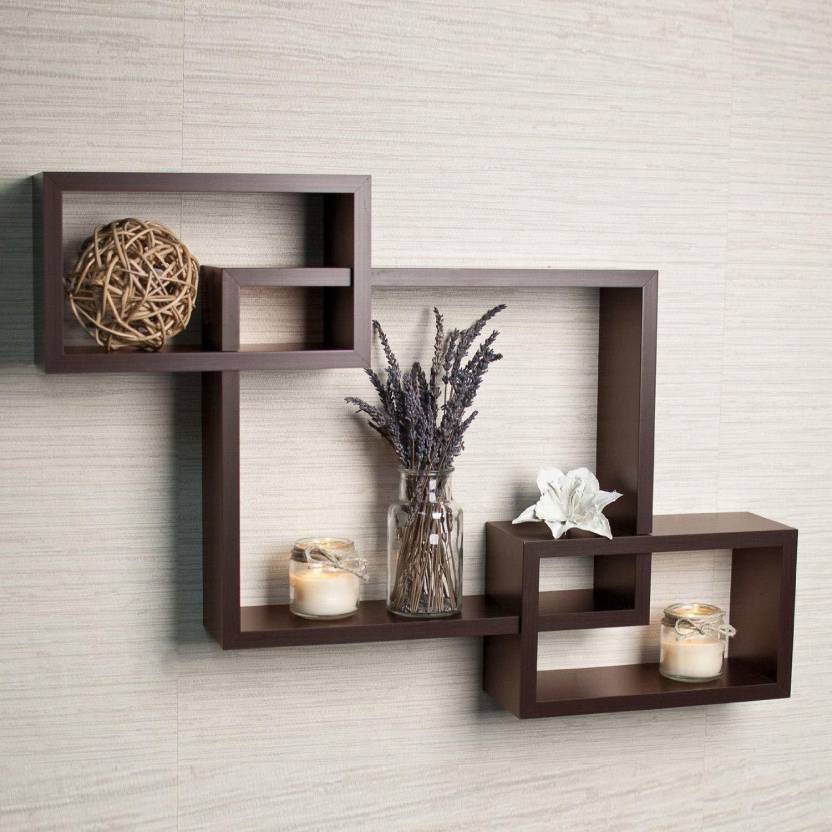 DECORASIA Wall Mount Set Of 3 Intersecting Wall Shelves MDF (Medium Density Fiber) Wall Shelf (Number Of Shelves - 3)