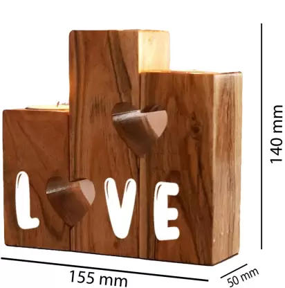 DECORASIA  Gift Lovebirds Wooden Tea Light Candle. Candle  (Brown, Pack of 2)