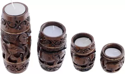 DECORASIA Candles, Pack Of 4 Mini Jar candles for Bedroom / Home decoration Candle  (Brown, Pack of 4)