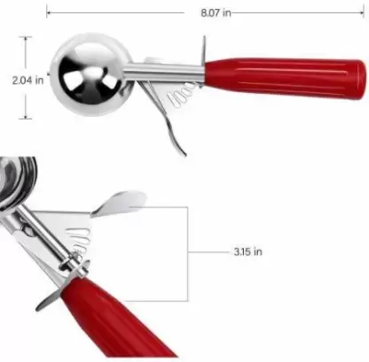 DECORASIA Fruit Ice Cream Scoop Cookie Scoop Ladle Handle Food Portioner Cutter Scoop Stainless Steel Ice-cream Spoon  (Pack of 1)