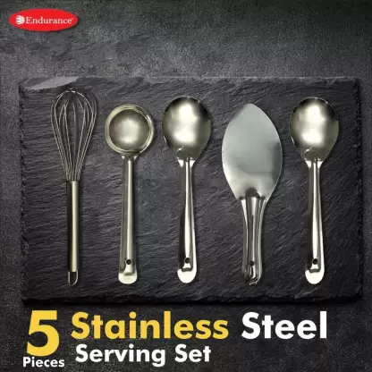 DECORASIA Steel Serving Spoon Set Steel Serving Spoon Set  (Pack of 5)