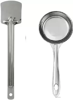 Steel Perfect Dosa Making Spoon/Ladle Set of 2 Pcs Stainless Steel Perfect Dosa Making Spoon/Ladle Set of 2 Pcs Kitchen Tool Set Disposable Stainless Steel Serving Spoon Set  (Pack of 2)