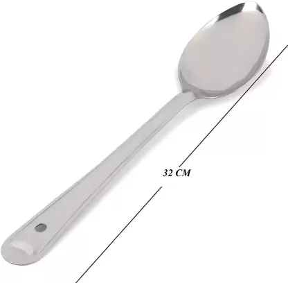 DECORASIA Stainless Steel Basting/Serving Spoon (Chamcha) 32 cm Steel Serving Spoon Set  (Pack of 2)