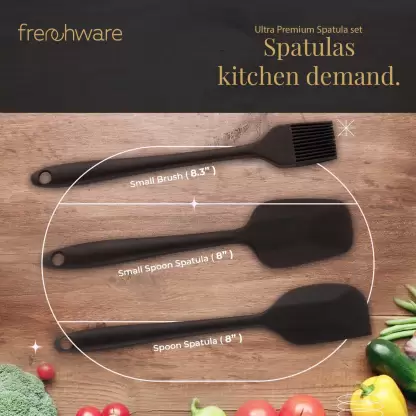 Black - Set of 3 Mixing Spatula  (Pack of 3)