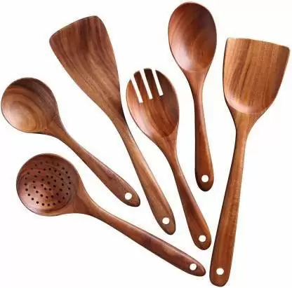 Wooden Spatula  (Pack of 6)