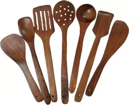 Wooden Spatula Wooden Spatula  (Pack of 7)