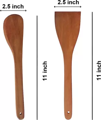 DECORASIA Wooden Cooking Spoon Utensils Set for Non Stick cookware - Dosa Turner -Frying - Butter Spoon- Handmade Teak Wood Spatula - Pack of 3 Wooden Spatula  (Pack of 3)